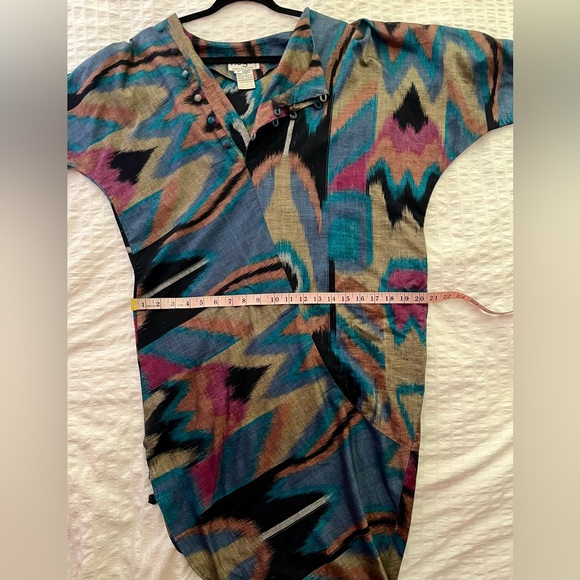 Vintage Handwoven Ikat Print Dress circa 1980s Nogo Brand - Picture 11 of 11